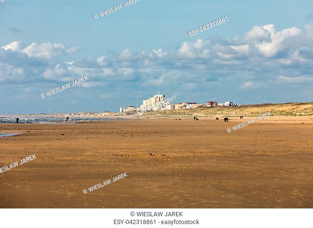 View on the beach and the North Sea at Katwijk aan Zee, South Holland, The Netherlands