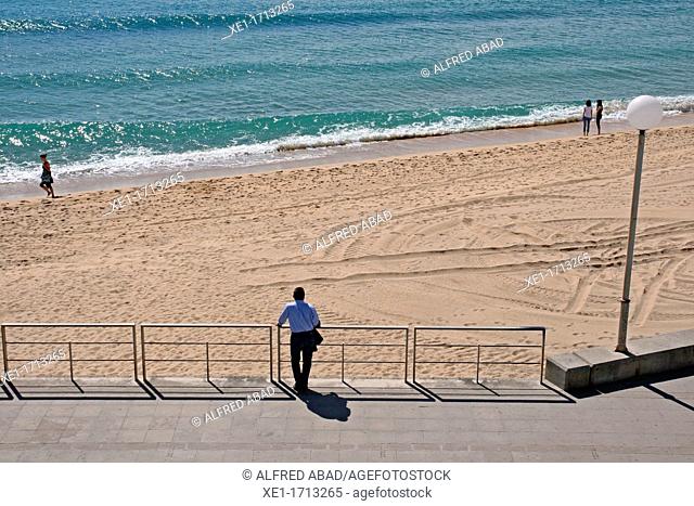 promenade, beach, Badalona, Catalonia, Spain