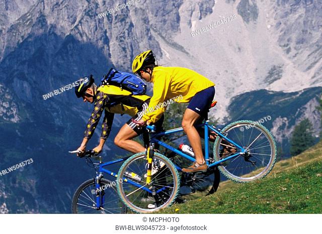 two mountainbikers in the Alpes, Austria