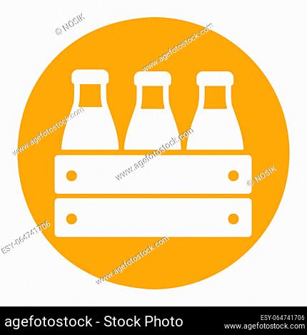 Milk wooden box. Milk bottles crate vector icon. Dairy product sign. Graph symbol for cooking web site and apps design, logo, app, UI
