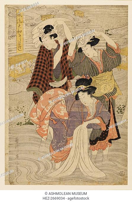 Woodblock print-Group of washerwomen, 19th century Artist: Kikukawa Eizan