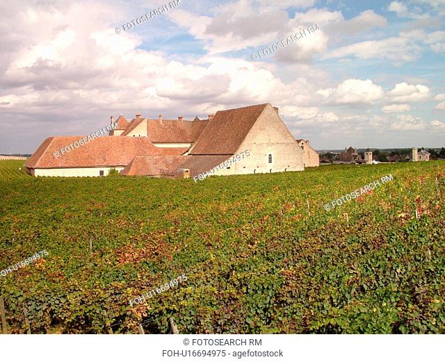 France, Vougeot, Burgundy, Cote de Nuits, Cote d'Or, Europe, Burgundy Wine Region, Chateau du Clos de Vougeot, winery, vineyards