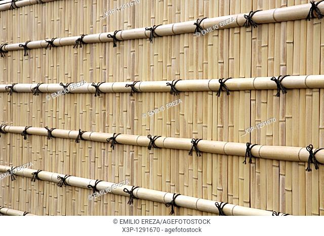Bamboo fence in Nijo castle  Kyoto  Kansai  Japan