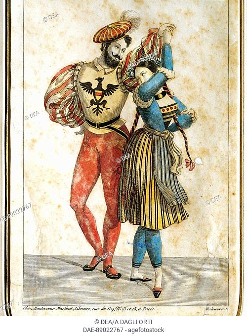 Gioacchino Rossini (1792-1868), Guillaume Tell (William Tell), 1828. Costume sketch for ballet roles of Simon and Madame Elie, for the premiere in Paris