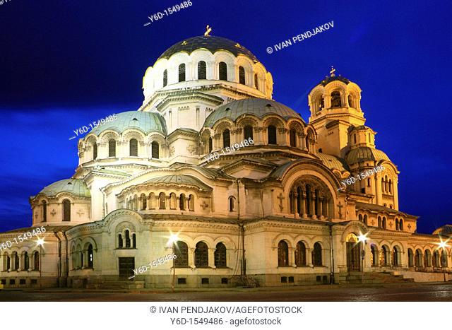 Night View of St Alexander Nevsky Cathedral, Sofia, Bulgaria