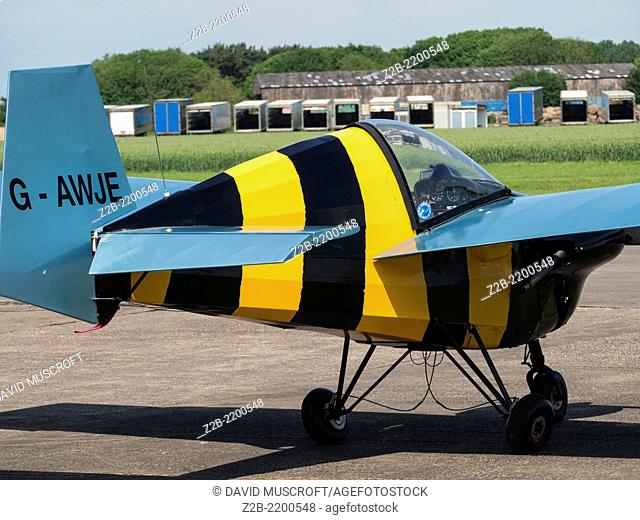 An Acro Nipper monoplane, a classic civil aircraft at Breighton general aviation airfield, near Selby, Yorkshire, UK