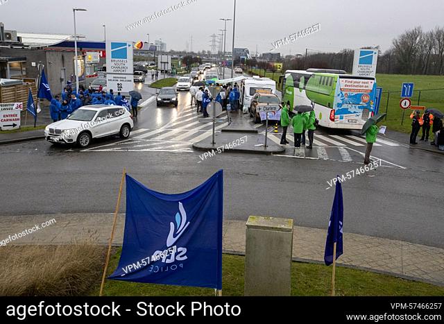 Illustration picture shows a strike of the police personnel at Brussels South Charleroi Airport, in Charleroi, on Friday 23 December 2022