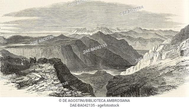 Entrance to Montenegro, seen from above Cattaro, illustration from L'Illustration, Journal Universel, No 521, Volume XXI, February 19, 1853