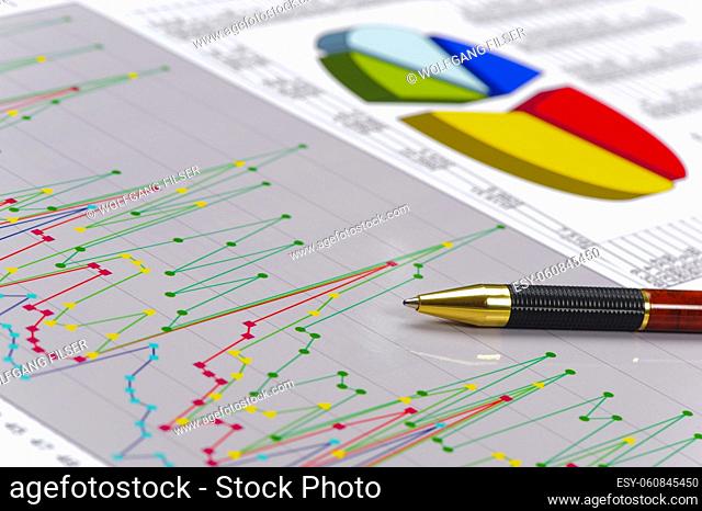 Chart of the stock exchange and financial tables