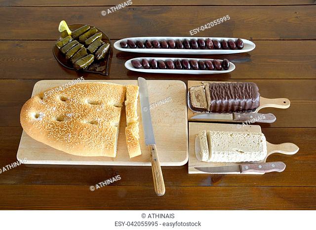 Olives, halva, lagana, stuffed grape leaves are some fasting food for Clean Monday