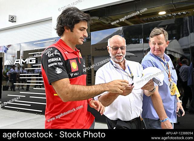2022 FIA F1 Grand Prix Miami Race Day May 8th. 8th May 2022; Miami, Florida, USA; Scuderia Ferrari driver Carlos Sainz signs an autograph for a fan as he...