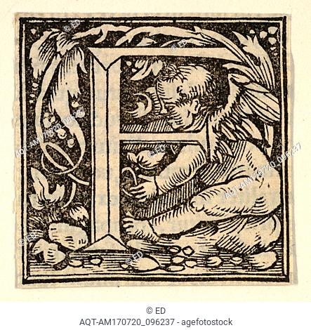 Drawings and Prints, Print, Initial letter F with putto, Artist, Heinrich Vogtherr the Elder, German, born 1490, active 1538–1540, Vogtherr, Heinrich the Elder