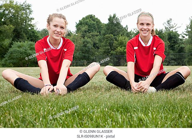 Girl soccer players