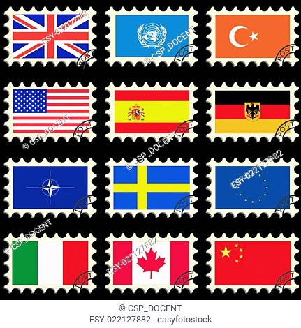 Flags on the post stamps
