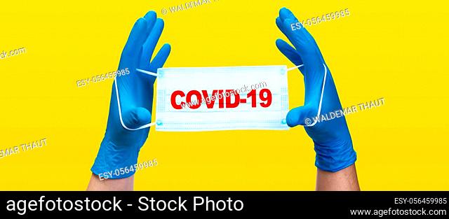 Typical surgical mask to cover mouth, nose. Protection concept, against coronavirus