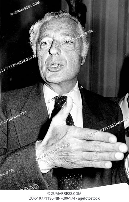 Nov 30, 1977 - Rome, ITALY - Chairman of the automobile manufacturing company Fiat SpA, Italy's largest private business enterprise, from 1966 to 2003