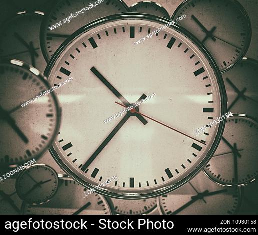 Close Up of Office Watch Time Clock Dial Black and White Pattern, Time Abstract, Urgency, Accurate, Timing Concept, Clock Background, Close Up on Clockwise