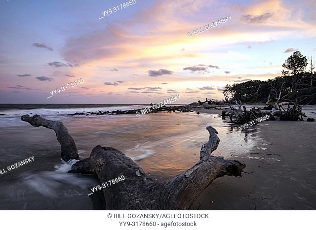 Colorful Sunset at Driftwood Beach - Jekyll Island, Georgia, USA