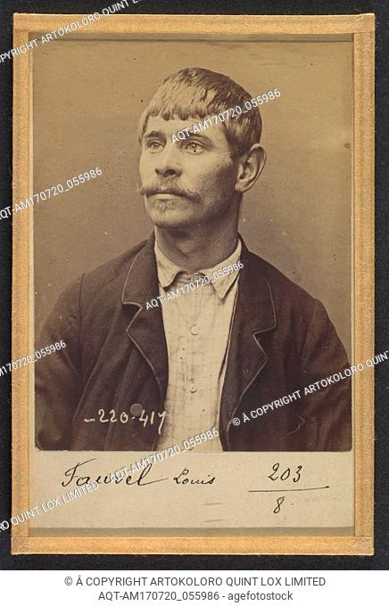 Fauvel. Louis. 27 ans, nÃ© le 14/4/67 Ã  Ã‰couchÃ© (Orne). Tourneur. Anarchiste. 2/7/94., 1894, Albumen silver print from glass negative, 10.5 x 7 x 0