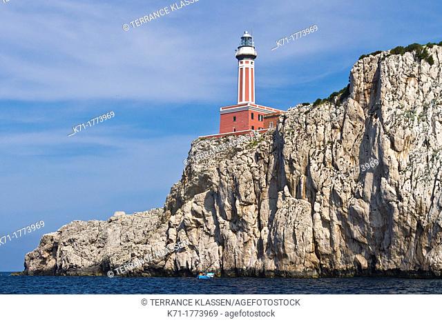 The Punta Carena Lighthouse on the Island of Capri, Campania, Italy