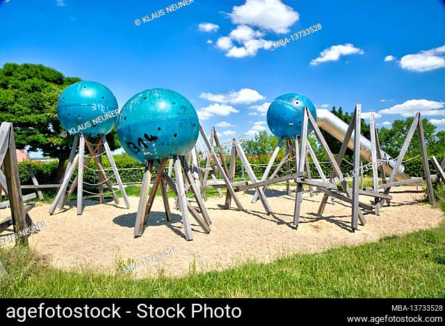 Adventure playground, Petersberg Citadel, Petersberg, painting, fortress, summer, Erfurt, Thuringia, Germany, Europe
