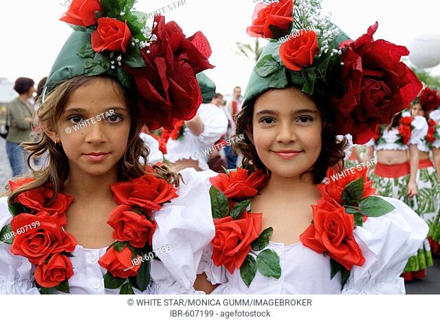 Large procession, April Flower Festival in Funchal, Madeira, Portugal, Europe