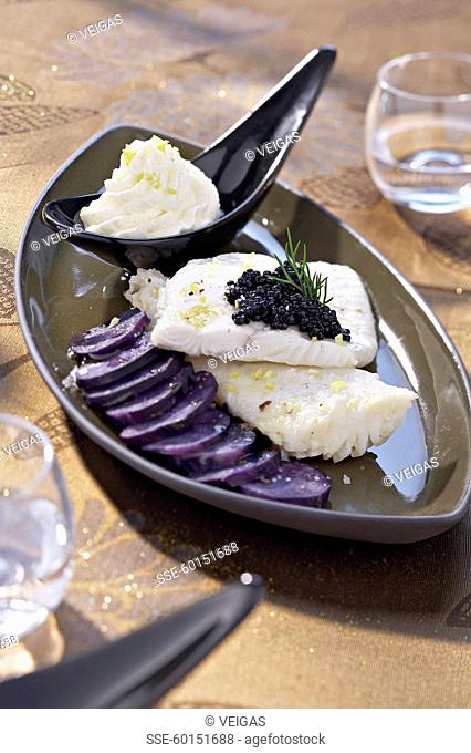 Steamed turbot fillet with whipped cream
