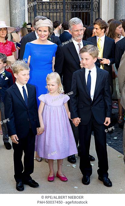 Rome, 05-07-2014..King Filip, Queen Mathilde, Prins Gabriel, Prins Emmanuel and Prinses Eleonore leaving after the wedding at the Basilica di Santa Maria
