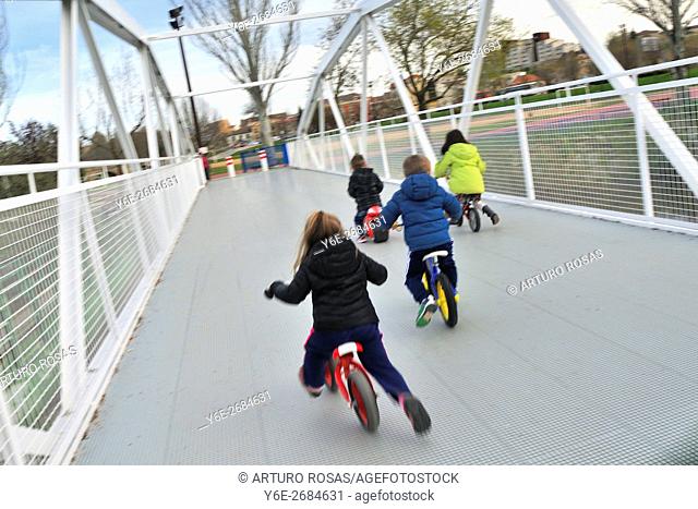 Children bicycle race. Salamanca; Spain