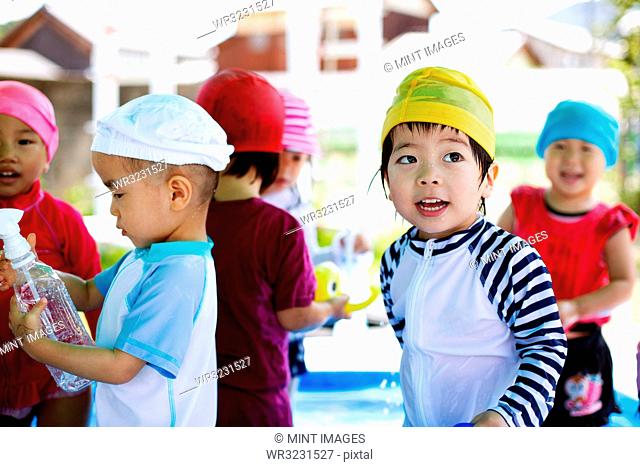 Group of young children in a Japanese preschool