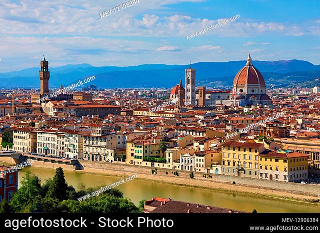 General city skyline view and the Duomo, Florence, Italy