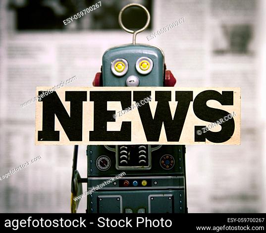 News concept with retro toy robot
