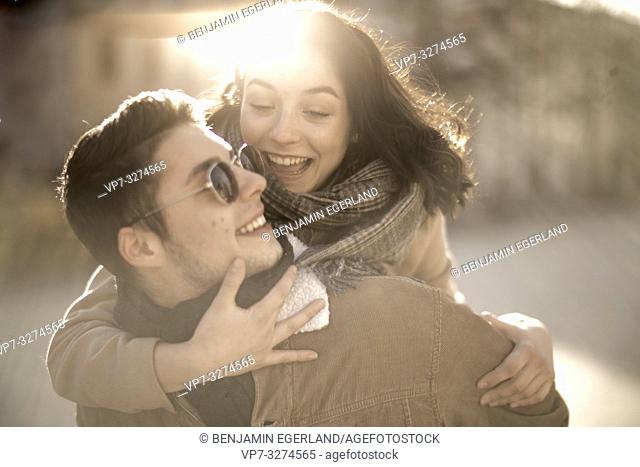 young teenage lovers outdoors in Cottbus, Brandenburg, Germany
