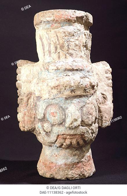 Statue depicting Tlaloc, the rain god. Artifact originating from the Mayor's Temple of Tenochtitlan (Mexico). Aztec Civilization, 15th Century