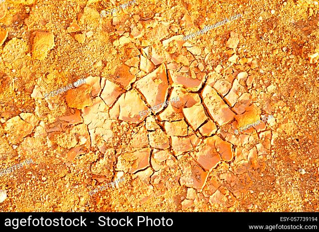old desert and the abstract cracked sand texture in oman  rub al khali