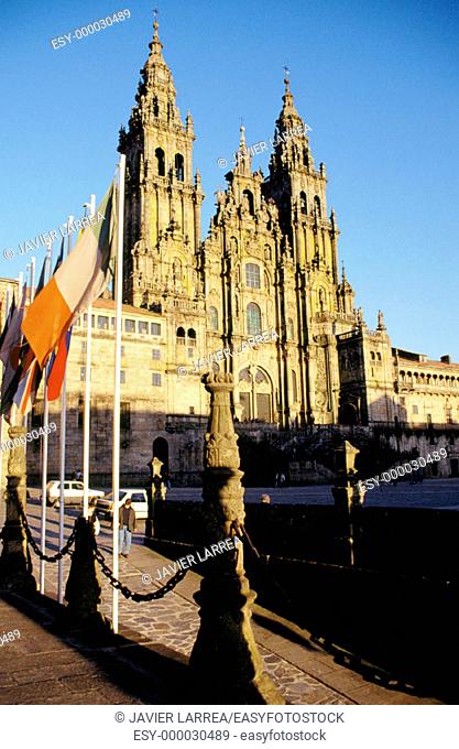 Plaza del Obradoiro and Cathedral. Santiago de Compostela. Galicia. Spain