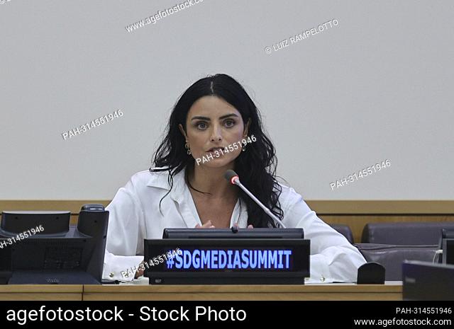United Nations, New York, USA, September 09, 2022 - Aislinn Derbez, During the SDG Media Summit 2022 (PVBLIC Foundation) Today at the UN Headquarters in New...