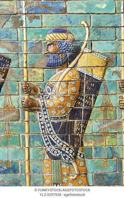 Coloured glazed terracotta brick panels depicting Achaemenid Persian royal bodyguards or archers. From the reign of Darius 1st and the First Persian or...