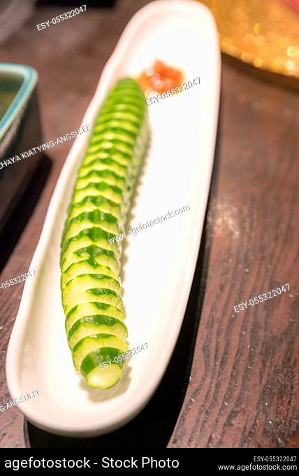 Korean preserved cucumber for yakiniku meal