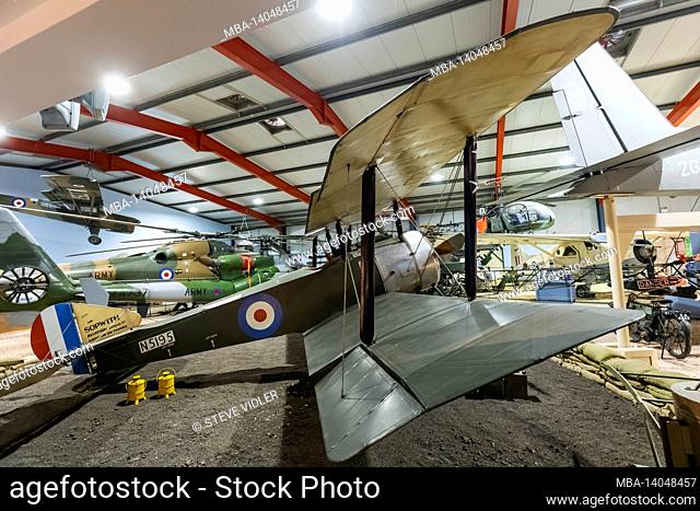 england, hampshire, andover, andover army flying museum, wwi sopworth camel aeroplane
