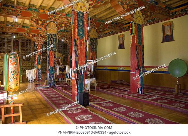 Classroom in a monastery, Thiksey Monastery, Ladakh, Jammu and Kashmir, India