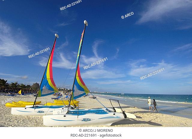 Catamarans at beach, Maroma Resort and Spa, Riviera Maya, Quintana Roo, Yucatan, Mexico