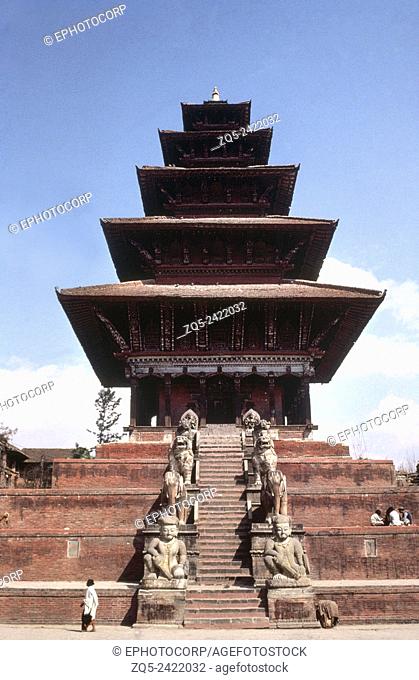 Nyatapola temple. Dated: 1700 A. D. Bhaktapur, Nepal