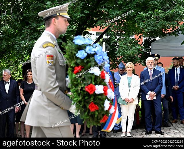 Czech President Petr Pavel and his wife Eva Pavlova visit meeting in memory of victims of communism in Prague, Czech Republic, June 27, 2023