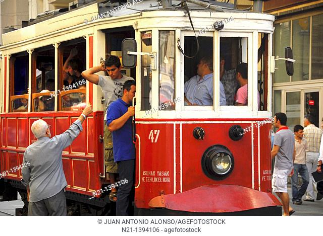 Tramway at Istiklal Caddesi, Istanbul, Turkey