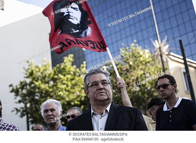 Dimitris Koutsoumpas, General Secretary of the Communist Party of Greece participates in an anti-austerity protest organized by pensioners unions in Athens
