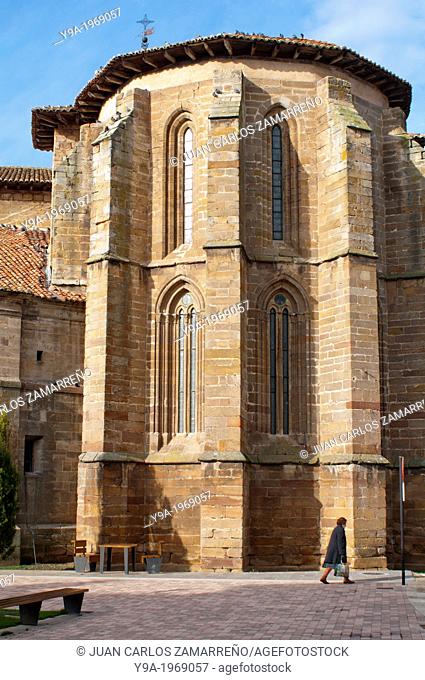 Apse of the Colegiata de San Miguel, Saint Michael's church in the Plaza de España, at Aguilar de Campoo, Palencia, Castilla y Leon, Spain