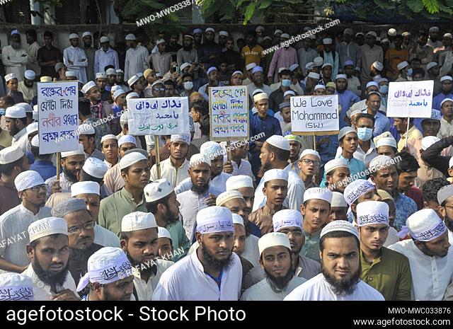 Islamic protestor in Sylhet rallied and protested calling for a boycott of French goods and condemned French President Macron for his comments on the caricature...