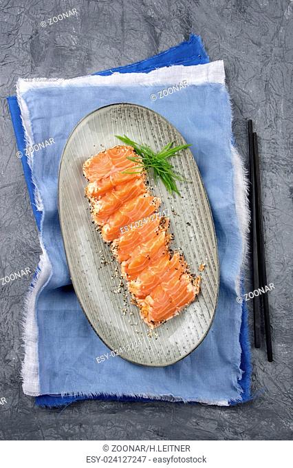 Salmon Tataki on Plate