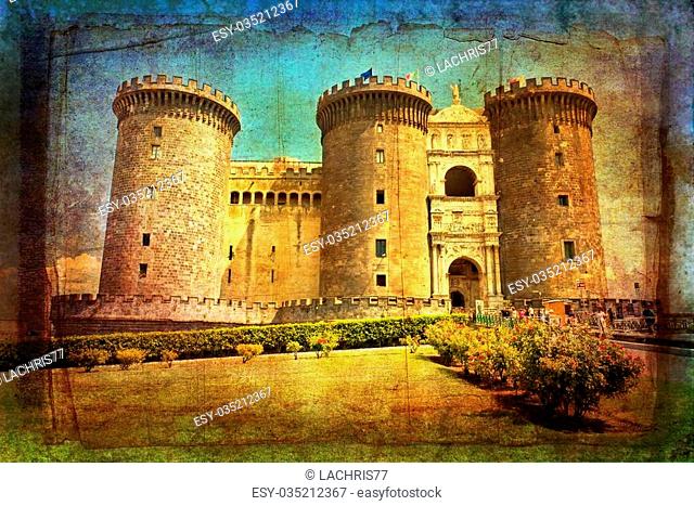 The medieval castle of Maschio Angioino or Castel Nuovo (New Castle), Naples, Italy